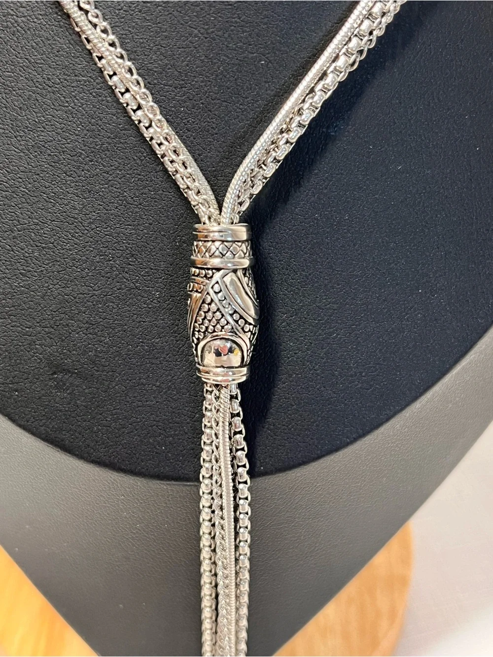 Tocara Polished Silver Tassel Lariat Necklace - like new. 
Multi strand. Rare! - Picture 3 of 7